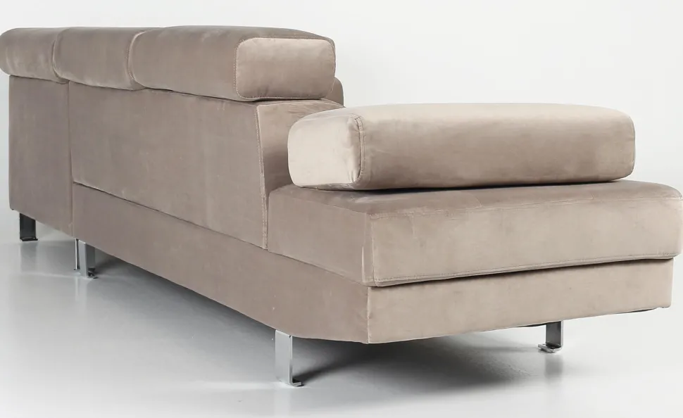 Canapé d'angle avec têtières relevables Alfa Velours Taupe