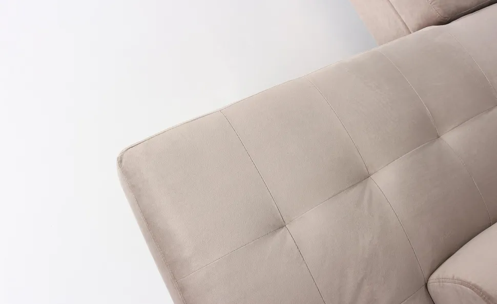 Canapé d'angle avec têtières relevables Alfa Velours Taupe