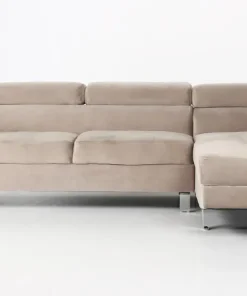 Canapé d'angle avec têtières relevables Alfa Velours Taupe