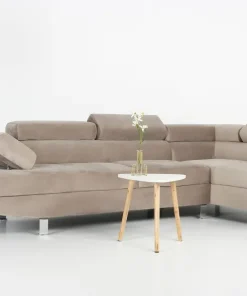 Canapé d'angle avec têtières relevables Alfa Velours Taupe