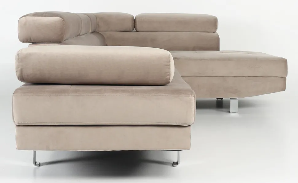 Canapé d'angle avec têtières relevables Alfa Velours Taupe