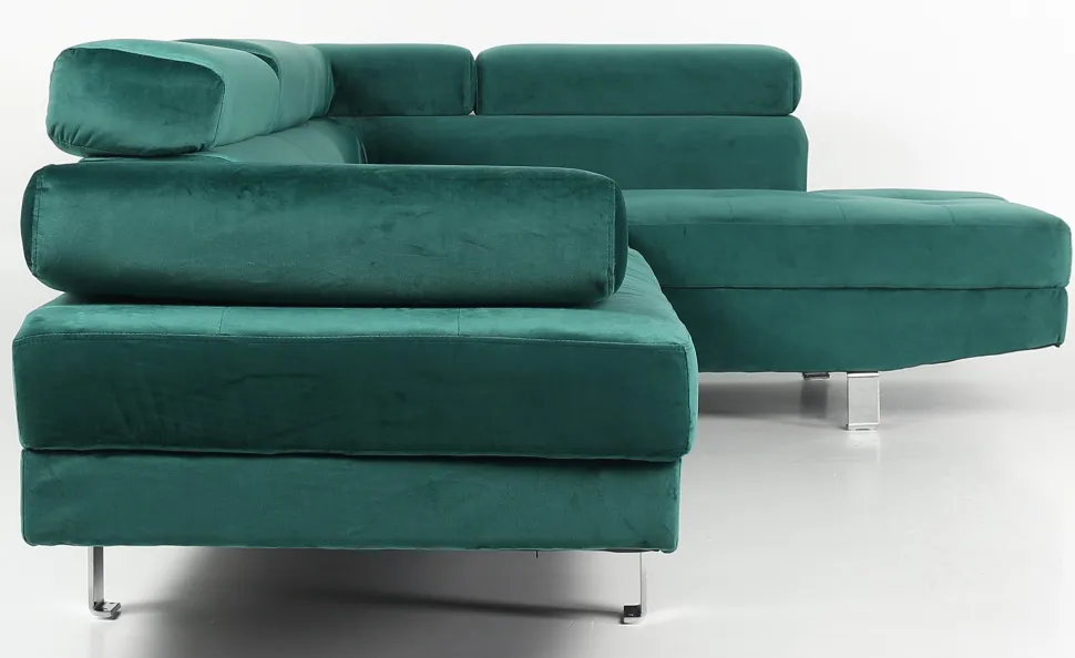 Canapé d'angle avec têtières relevables Alfa Velours Vert