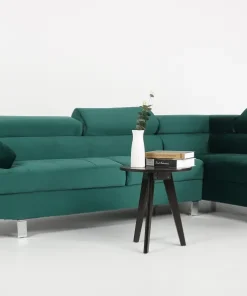 Canapé d'angle avec têtières relevables Alfa Velours Vert