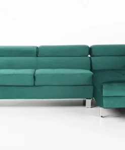 Canapé d'angle avec têtières relevables Alfa Velours Vert