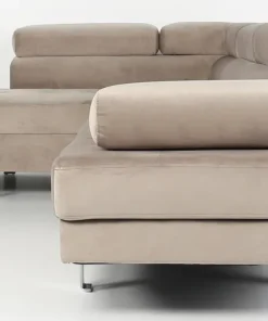 Canapé d'angle avec têtières relevables Alfa Velours Taupe