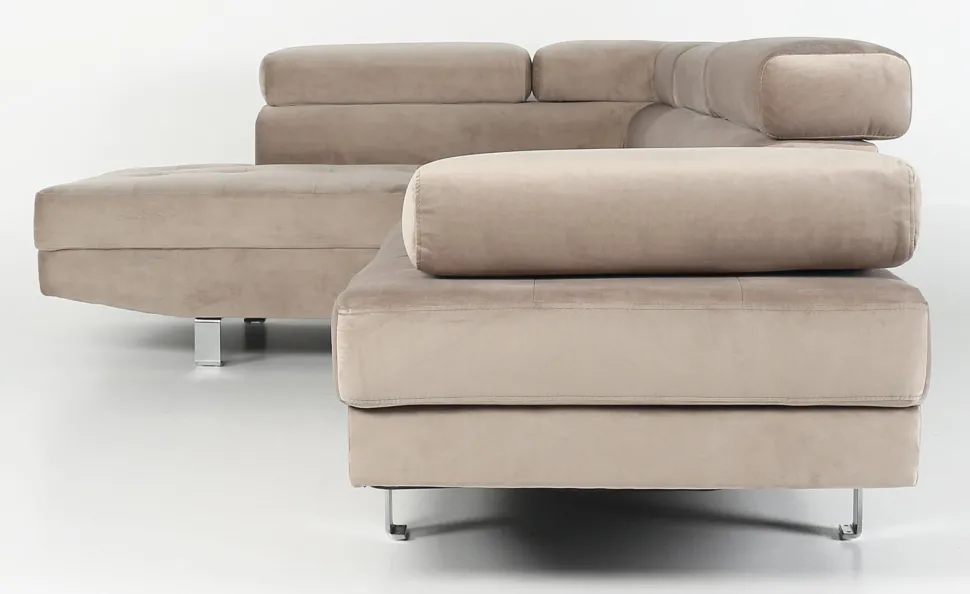 Canapé d'angle avec têtières relevables Alfa Velours Taupe