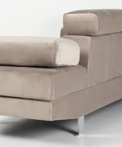 Canapé d'angle avec têtières relevables Alfa Velours Taupe