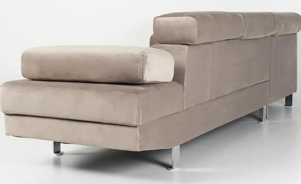 Canapé d'angle avec têtières relevables Alfa Velours Taupe