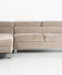 Canapé d'angle avec têtières relevables Alfa Velours Taupe