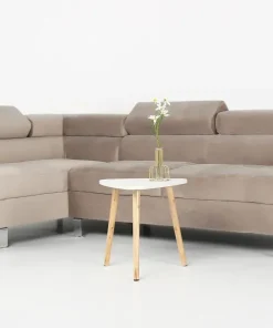 Canapé d'angle avec têtières relevables Alfa Velours Taupe