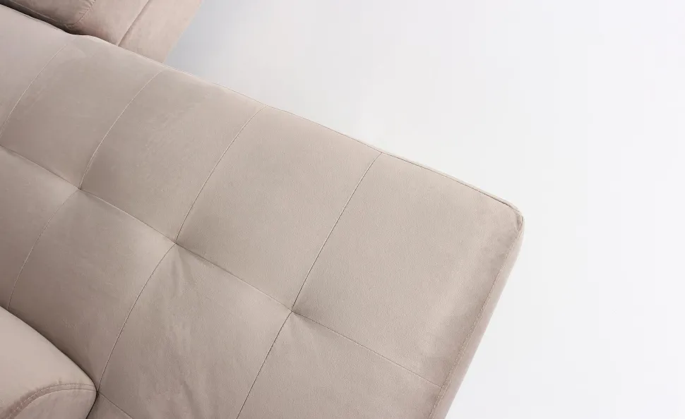 Canapé d'angle avec têtières relevables Alfa Velours Taupe