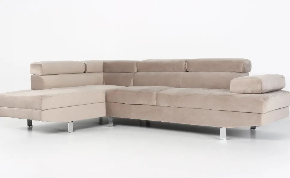 Canapé d'angle avec têtières relevables Alfa Velours Taupe