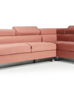 Canapé d'angle avec têtières relevables Alfa Velours Rose