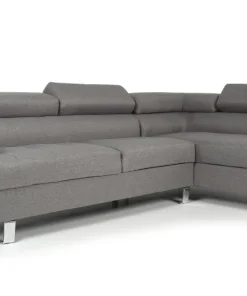 Canapé d'angle avec têtières relevables Alfa Tissu Gris