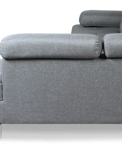 Canapé d'angle avec têtières relevables Alfa Tissu Gris