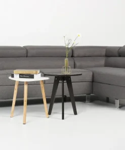 Canapé d'angle avec têtières relevables Alfa Tissu Gris