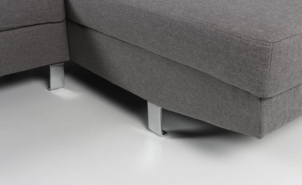 Canapé d'angle avec têtières relevables Alfa Tissu Gris