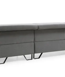 Canapé d'angle avec têtières relevables Quentin Velours Gris Foncé