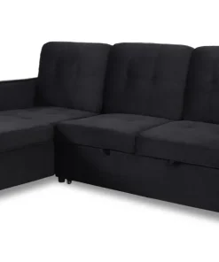 Canapé d'angle convertible moderne Delacroix Velours Noir