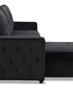 Canapé d'angle convertible moderne Delacroix Velours Noir