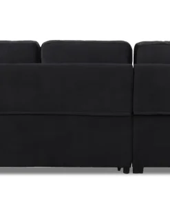 Canapé d'angle convertible moderne Delacroix Velours Noir