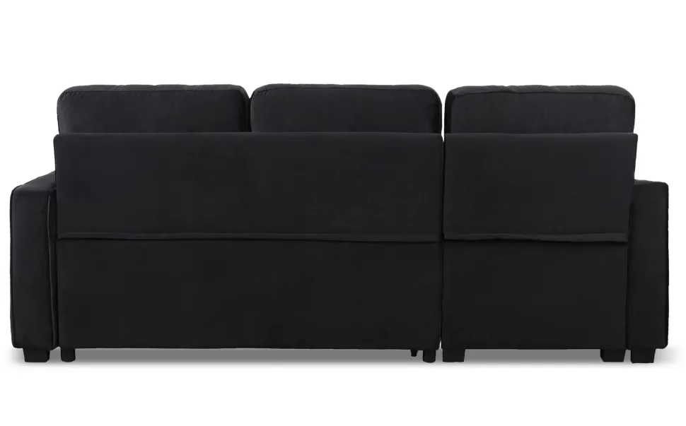 Canapé d'angle convertible moderne Delacroix Velours Noir