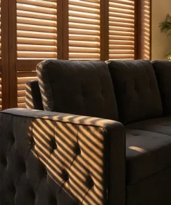 Canapé d'angle convertible moderne Delacroix Velours Noir