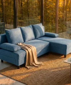 Canapé d'angle convertible Expression Tissu Bleu