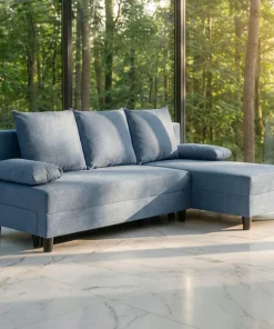 Canapé d'angle convertible Expression Tissu Bleu