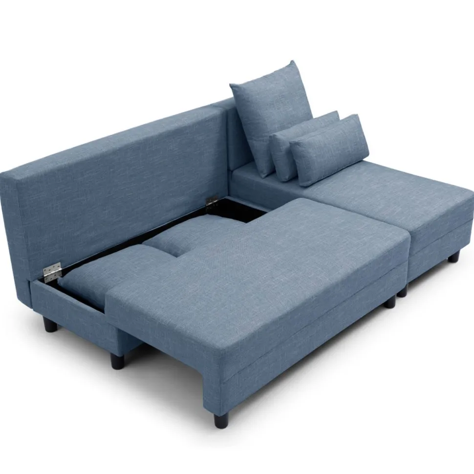 Canapé d'angle convertible Expression Tissu Bleu