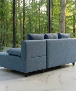 Canapé d'angle convertible Expression Tissu Bleu