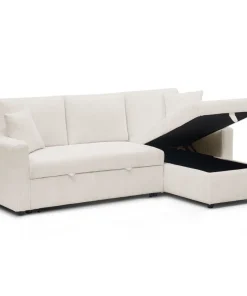 Canapé d'angle convertible avec coffre de rangement réversible Toledo Velours côtelé Beige