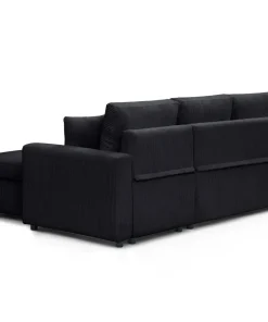 Canapé d'angle convertible avec coffre de rangement réversible Toledo Velours côtelé Noir