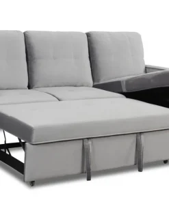 Canapé d'angle convertible moderne Delacroix Velours Argent