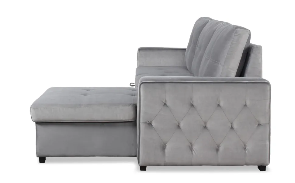 Canapé d'angle convertible moderne Delacroix Velours Argent