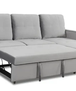 Canapé d'angle convertible moderne Delacroix Velours Argent