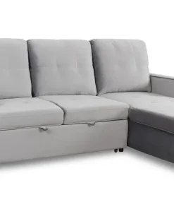 Canapé d'angle convertible moderne Delacroix Velours Argent