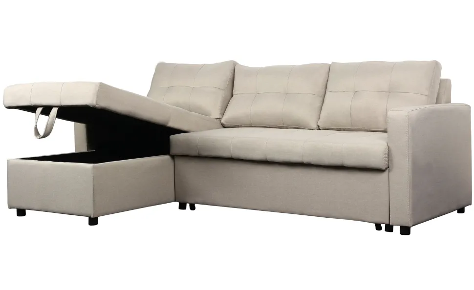 Canapé d'angle convertible Toledo Tissu Beige