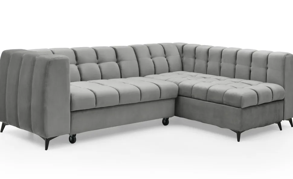 Canapé d'angle convertible Chessy Velours Gris