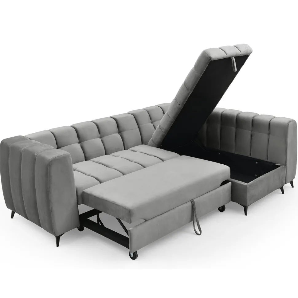 Canapé d'angle convertible Chessy Velours Gris