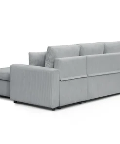 Canapé d'angle convertible avec coffre de rangement réversible Toledo Velours côtelé Argent
