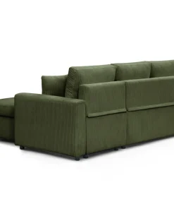 Canapé d'angle convertible avec coffre de rangement réversible Toledo Velours côtelé Vert
