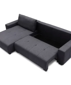 Canapé d'angle convertible élégant Malone Tissu Noir