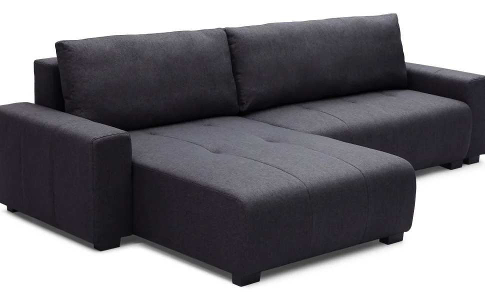 Canapé d'angle convertible élégant Malone Tissu Noir