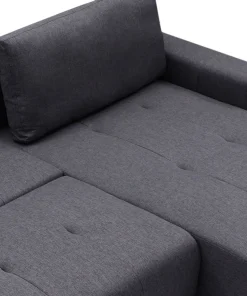 Canapé d'angle convertible élégant Malone Tissu Noir