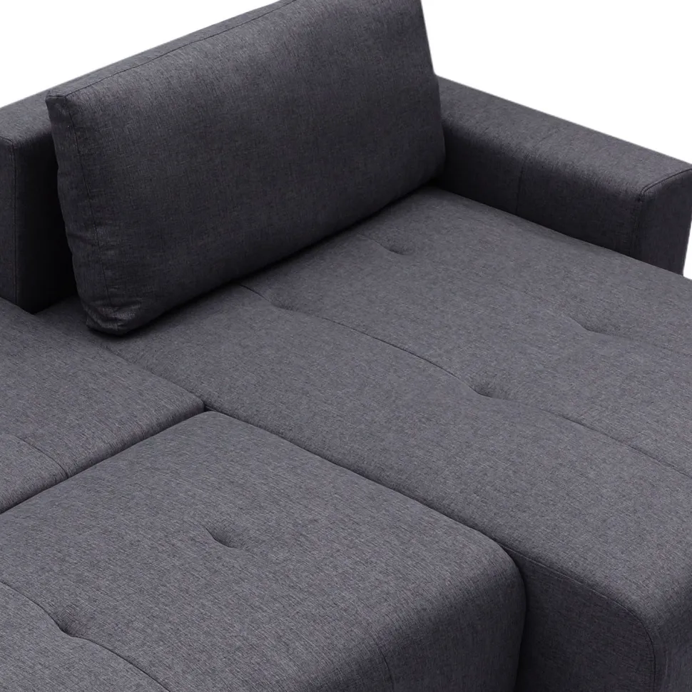 Canapé d'angle convertible élégant Malone Tissu Noir
