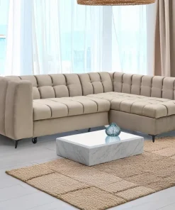 Canapé d'angle convertible Chessy Velours Taupe