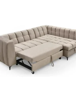Canapé d'angle convertible Chessy Velours Taupe