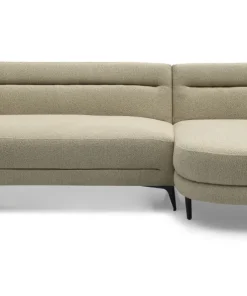 Canapé d'angle convertible avec méridienne arrondie Milord Tissu texturé taupe