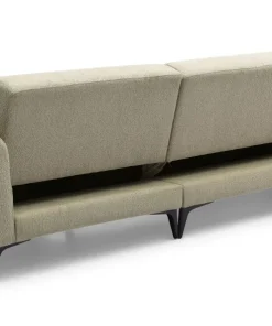 Canapé d'angle convertible avec méridienne arrondie Milord Tissu texturé taupe